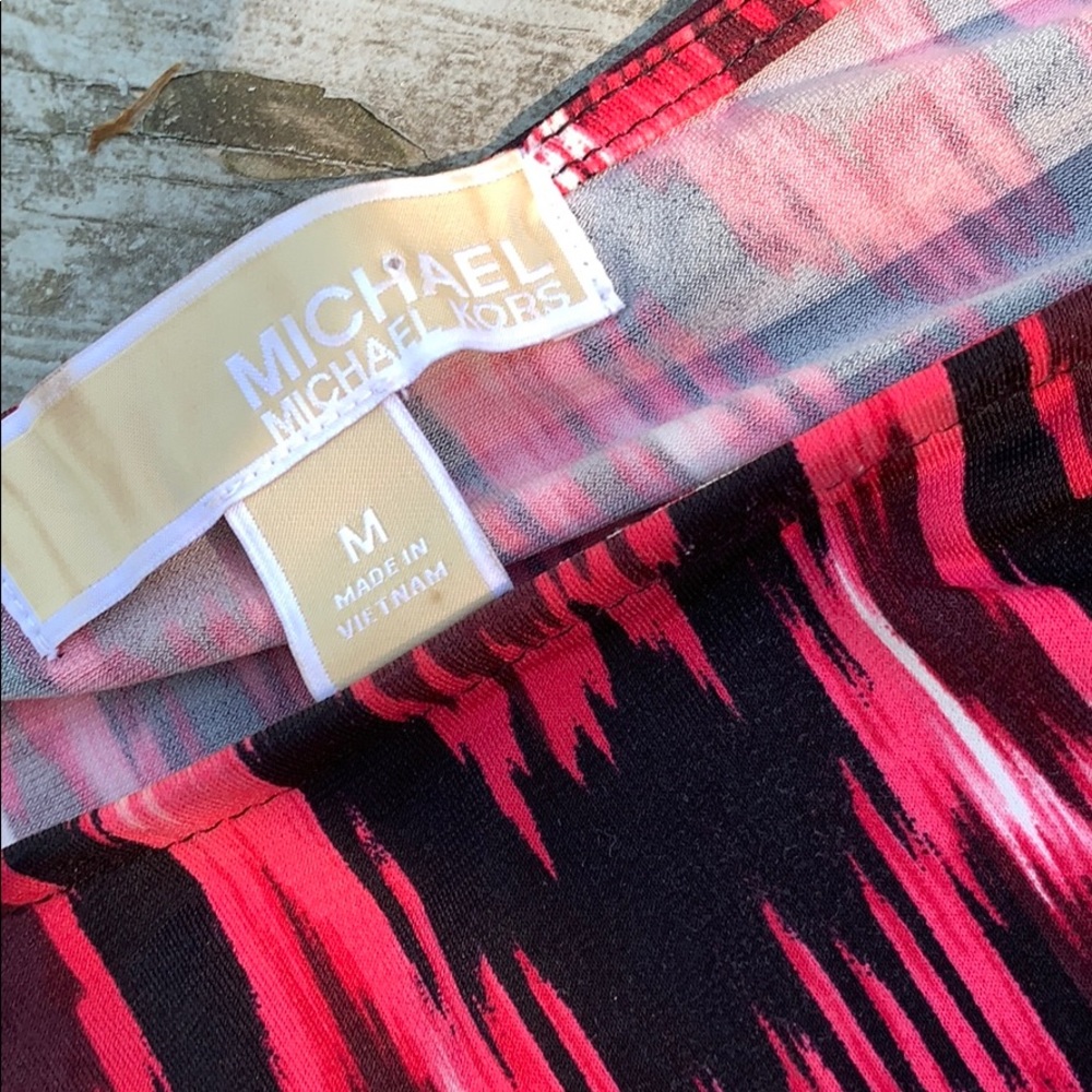 Micheal Kors Pink Patterned Tie Sleeve Top - Picture 4 of 8